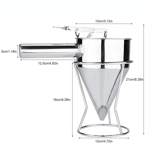 Miniatura 2 de NEWLINE NY Dispensador de embudo para hornear de acero inoxidable con soporte para panqueques Takoyaki, pasteles, pasteles, postres