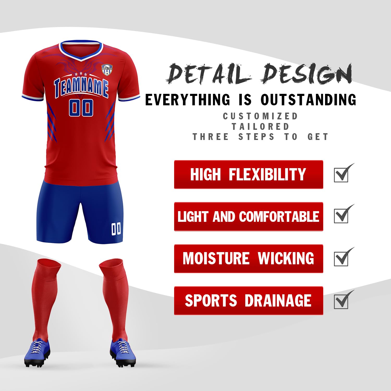 Custom Soccer Jersey Personalized Soccer T-Shirt Uniform with Team Name Number Logo for Men Women Youth