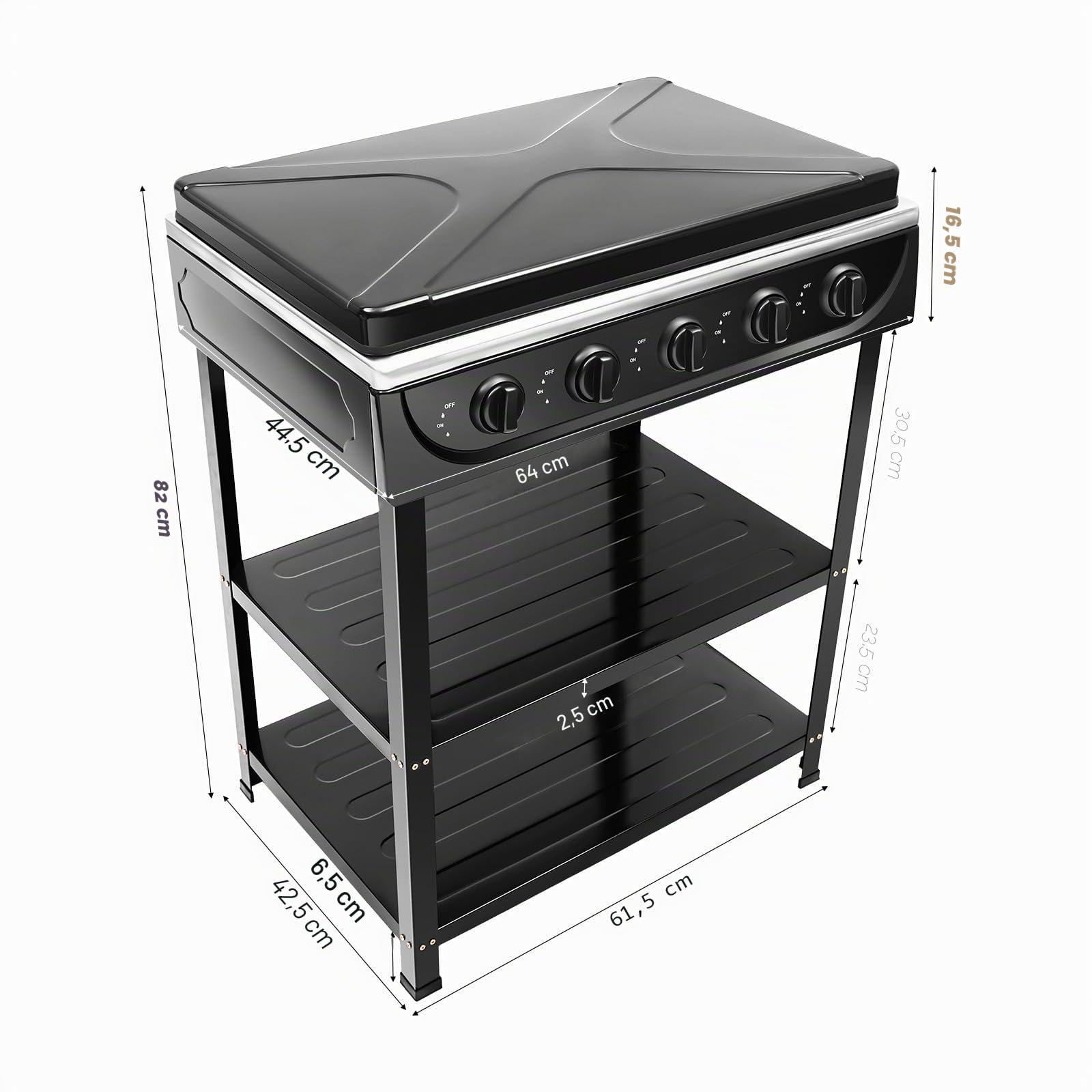 Réchaud à gaz, 5 brûleurs au propane, réchaud à gaz avec protection à l'allumage, réchaud de camping avec support de jambe et couverture pare-vent pour camping-car, appartement, cuisine en plein air