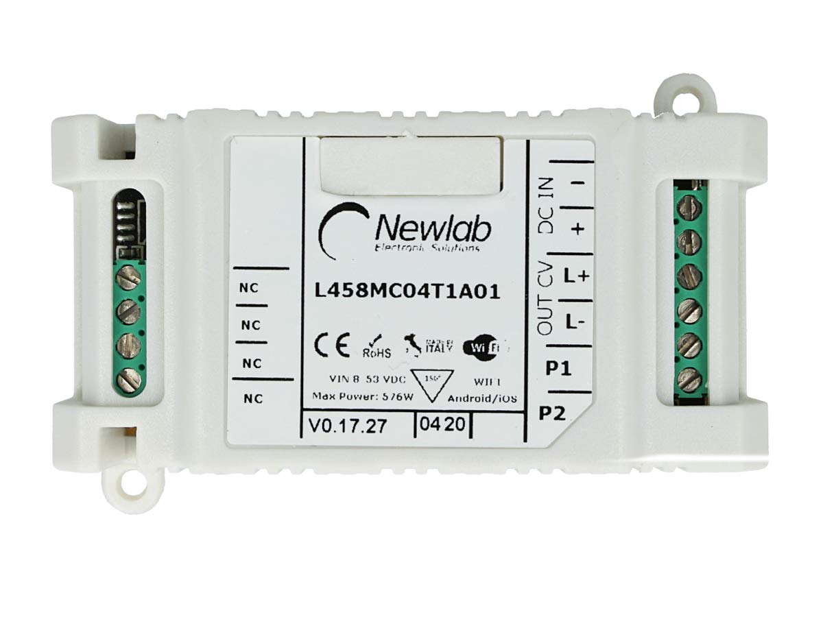 LEDLUX NL1912 Newlab L458MC04T1A01 LED Dimmer PWM en tension bouton N.O. WiFi 12 A 12 V 24 V 48 V compatible Alexa Google Home