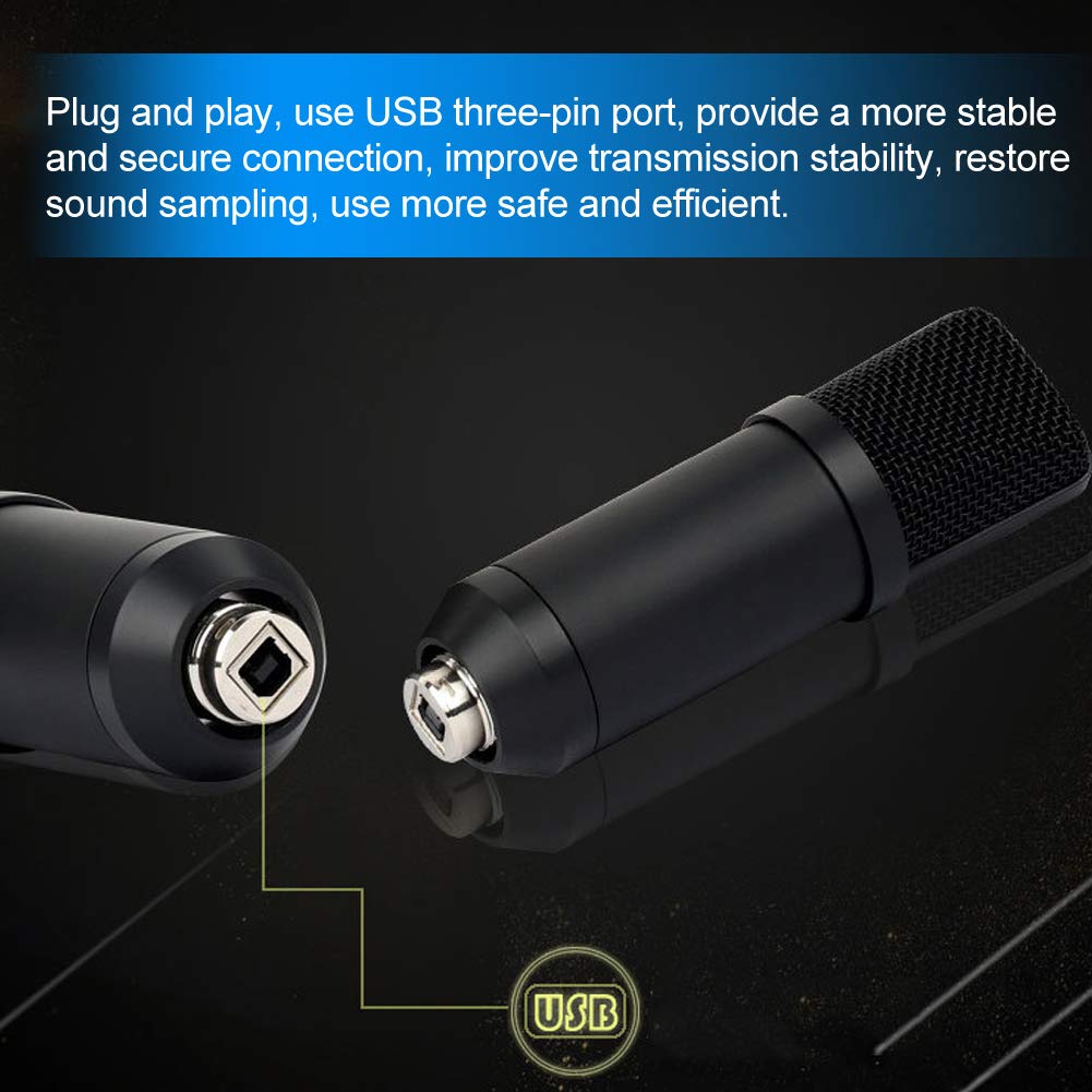 JEOZBM Microfono a Condensatore USB per Computer PC, Kit Microfono Cardioide Hi Fi con Filtro Anti-Pop a Prolunga per Studio di Registrazione Podcasting