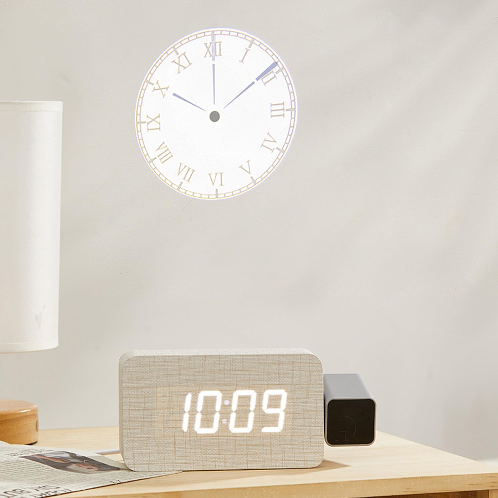 Proiezioni digitali Sveglia per camere da letto Proiettore girevole a 180 ° forte doppio allarme per bambini anziani, sonno pesante doppia sveglia forte