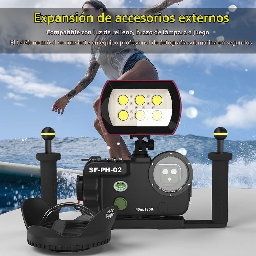 iPhone 13 12 11 Pro MAX Funda Impermeable Negra, 195ft/60m Profundidad Sellado Completo A Prueba de Golpes, Nieve, Polvo, Agua Certificado IPX8 Buceo Natación Surf Snorkel Funda
