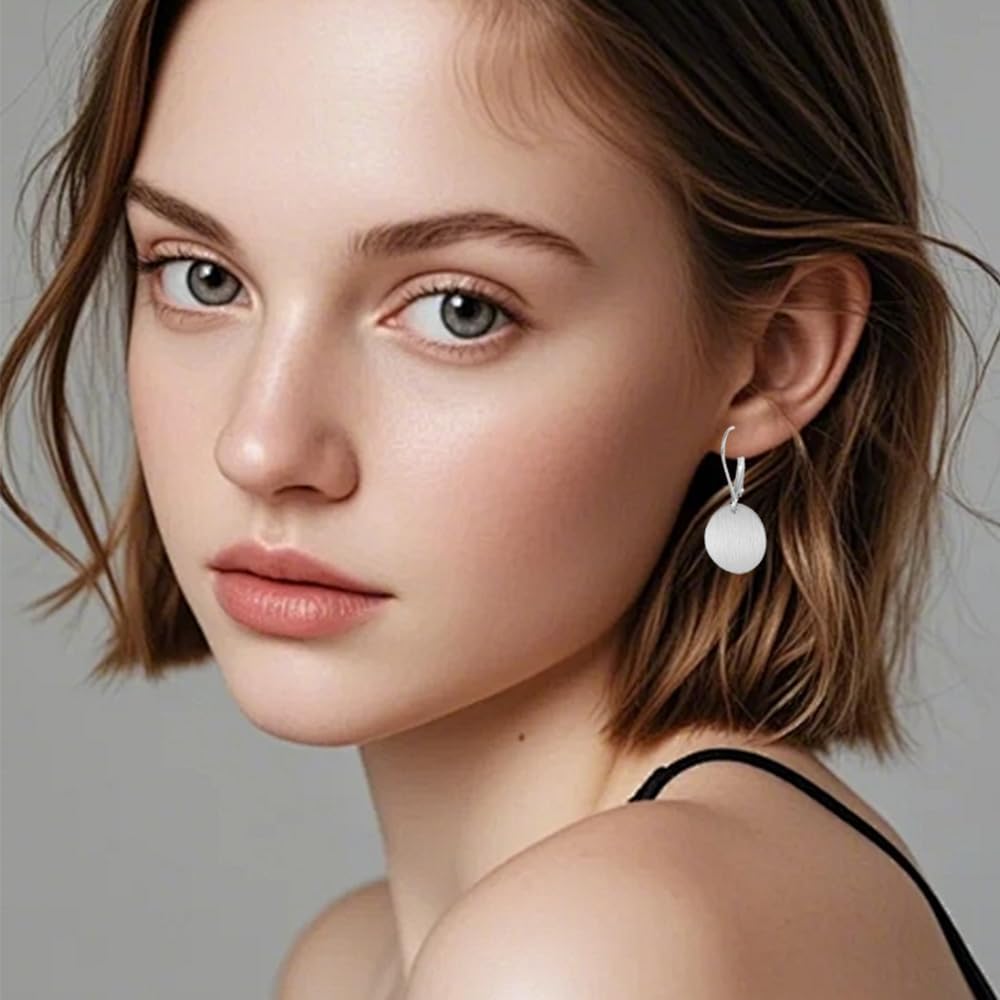 12 Pairs Gold Silver Heart Dangle Earrings Teardrop Earrings for Women Waterdrop Lightweight Circle Disc Coin Geometric Flat Brushed Drop Hypoallergenic Earrings Jewelry Gifts - Image 4