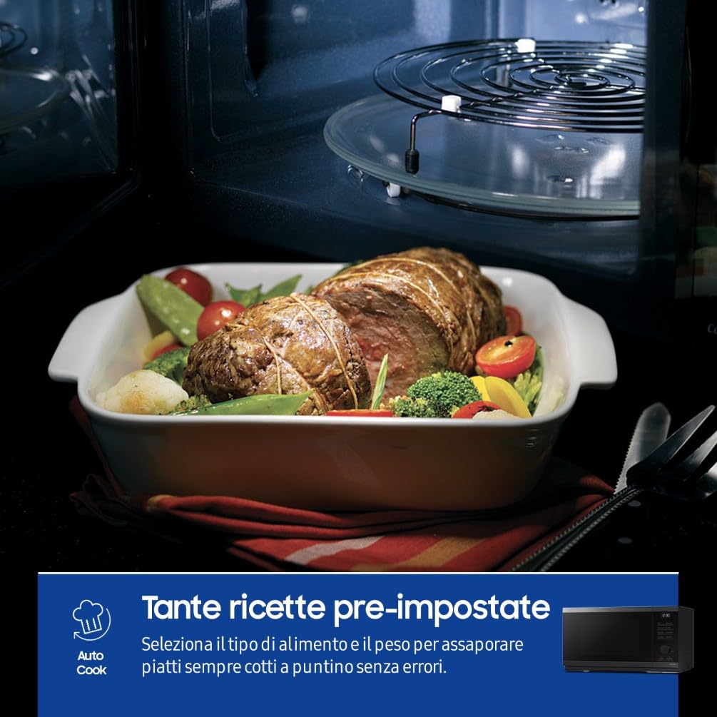 Samsung Forno a Microonde Cottura Croccante, MG23DG4524CGE1, Grill, Quick Defrost, Ricette automatiche, 23 L, LxAxP: 51,7 x 29,7 x 44 cm