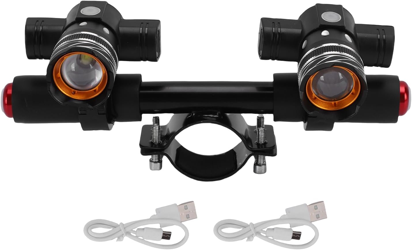 Bicycle Headlight Set, Aluminum Alloy Bike Headlight USB Rechargeable Adjustable Bike Front Lights for Camping, Hiking, Fishing, Horseback Riding