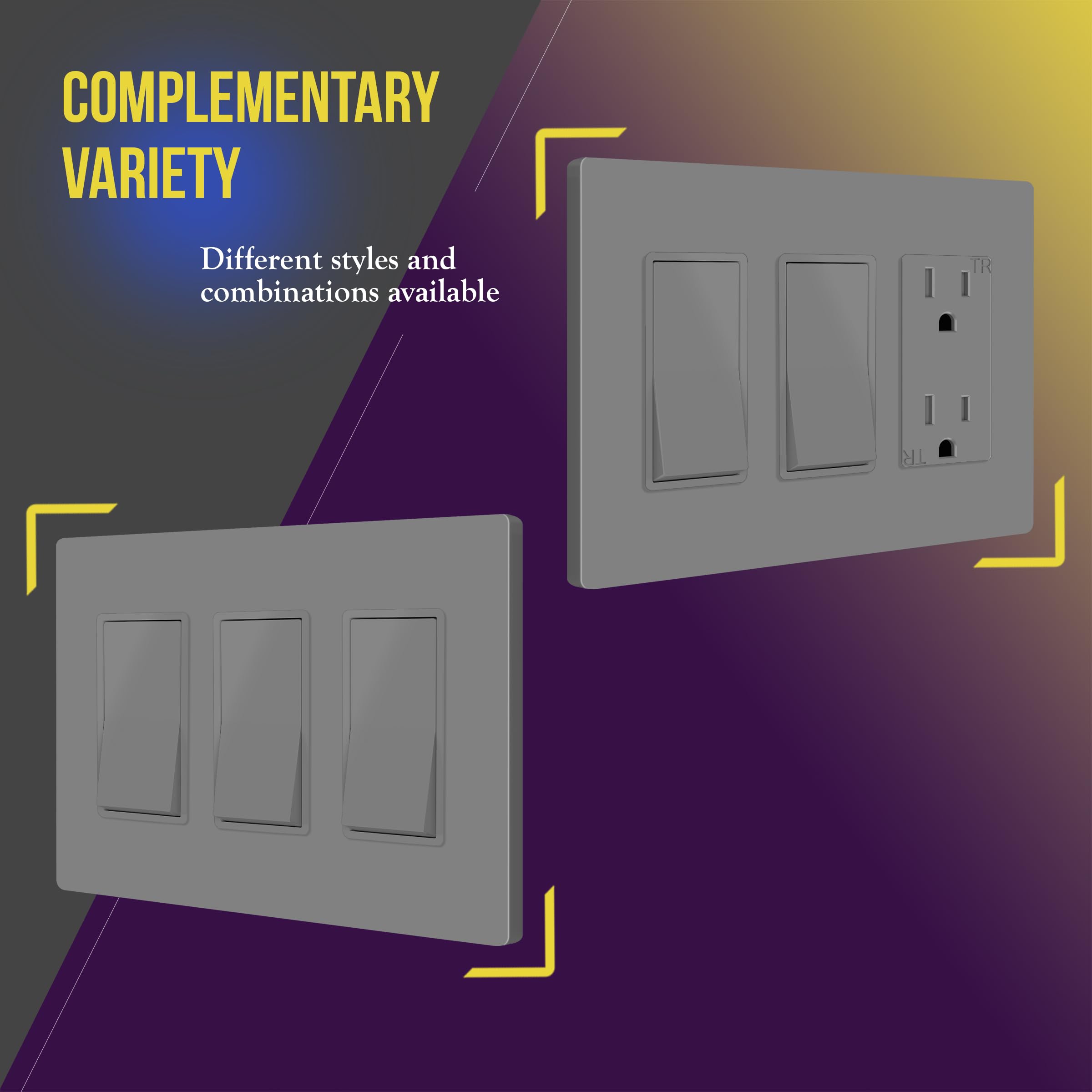 ENERLITES Lot De 10 Plaques Murales Décoratives Sans Vis - Taille 1