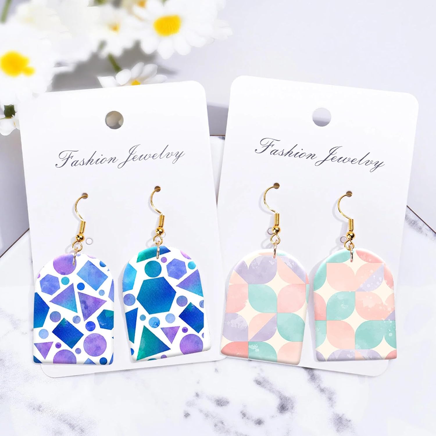 Briartw 10 Sheets Polymer Clay Transfer Paper - Soft Shape Patchwork Pattern- Per Sheet 5.82 x 3.93 inch - Water-Soluble Transfer Sheets Disposable Stickers for DIY Clay Jewelry Earrings Making