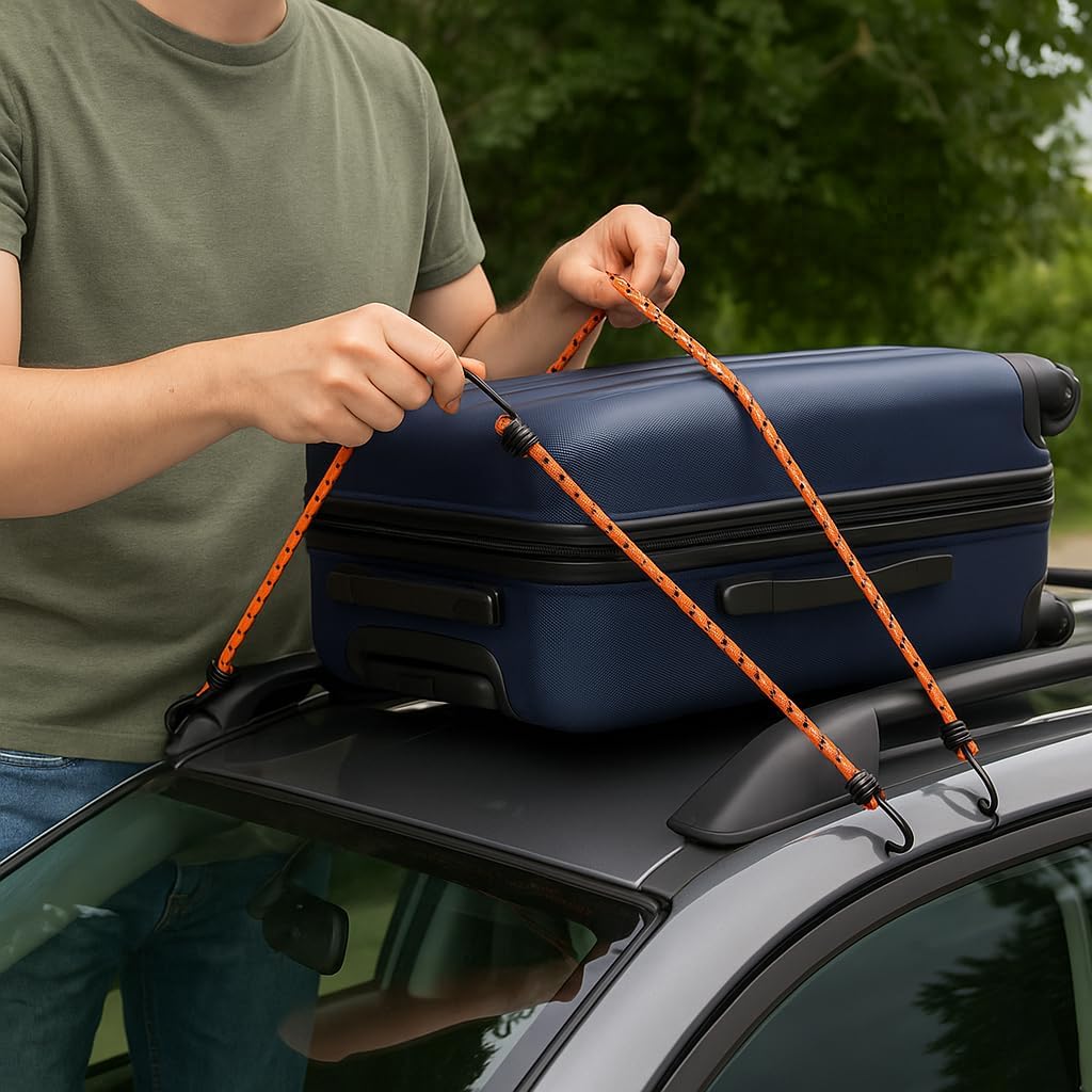 RK Prime 4-Pack Rubber Bungee Cords – 2×30" & 2×36" – Heavy-Duty, Weather-Resistant, Vinyl-Coated Steel Hooks – Ideal for Camping, DIY, and Outdoor Storage