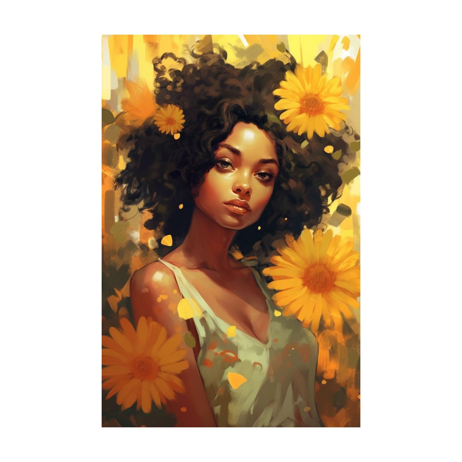 Stampa artistica da parete in stile boho afroamericano con ragazza nera, stampa su tela, poster africano minimalista da parete con ragazza nera Boho dipinti da parete donna nera Boho immagini da
