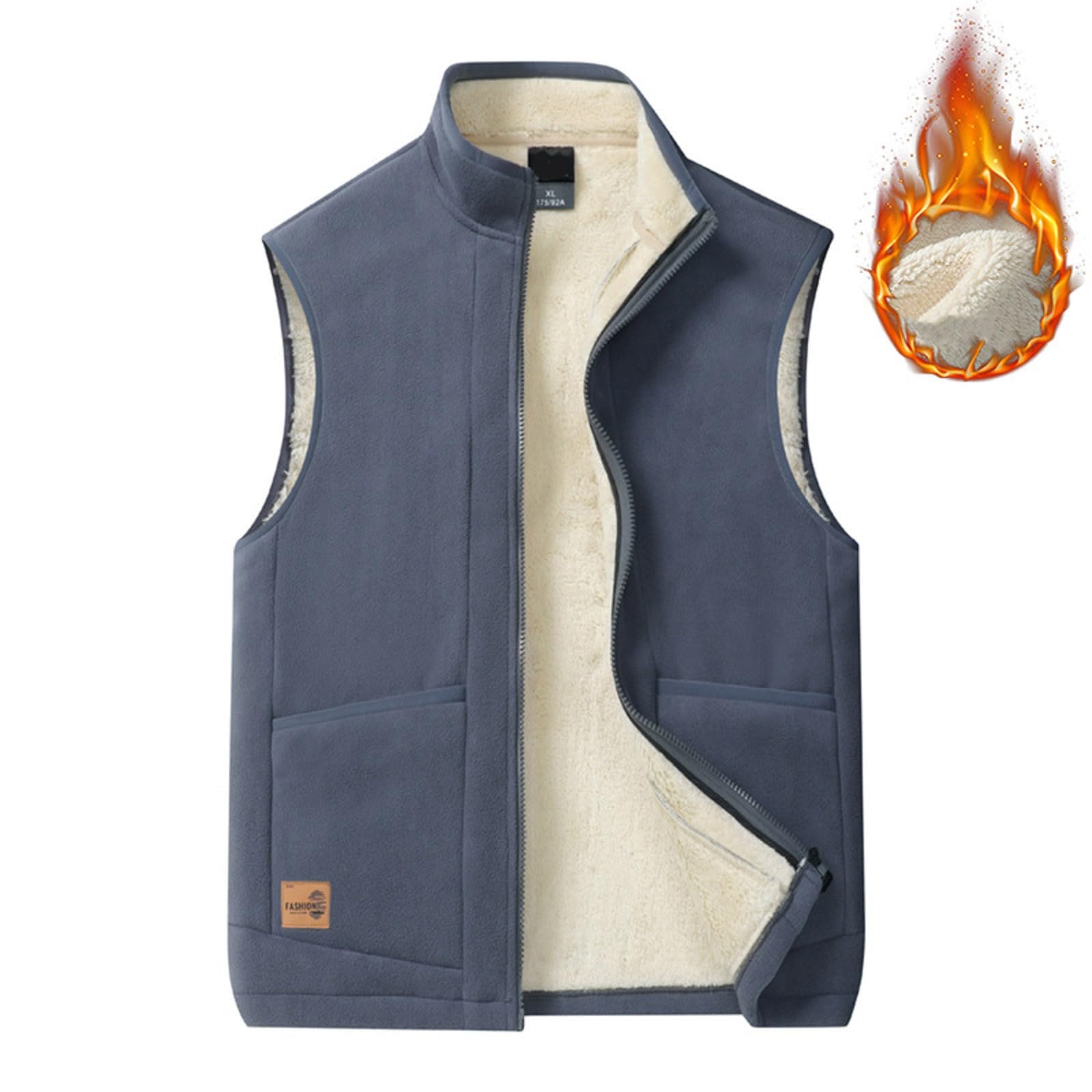 Generisch Weste Herren Autumn- und Winterweste für Herren, warm, gepolstert, Stehkragen, große Größe, verdickte, lässige, vielseitige Jacke