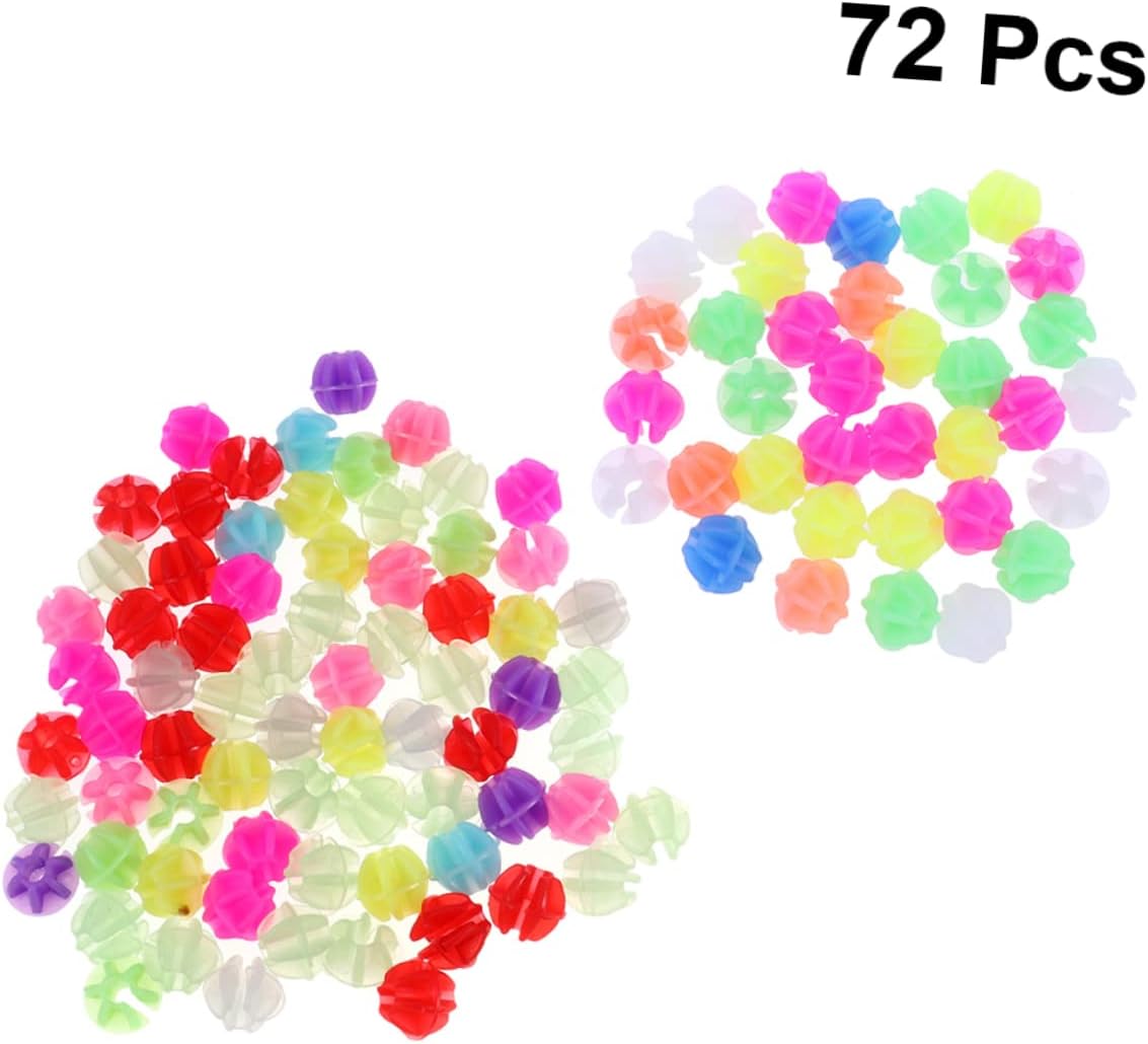 72pcs Colorful Plastic Clip Beads for Bike Spokes Round Wheel Beads with Luminous Easy to Install Any Standard Bicycle Fun Accessories for Bikes