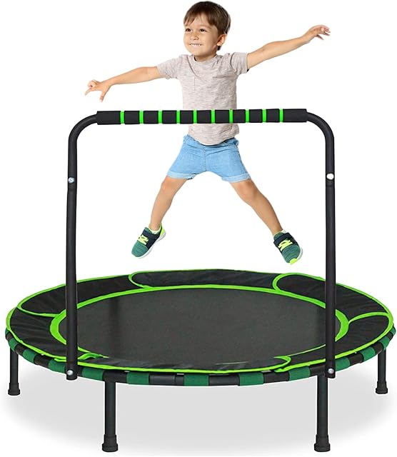 Veluoess 36" Mini Trampoline for Kids, Foldable Fitness Trampoline with Foam Handle Portable Rebounder Trampoline Outdoor Indoor Mini Trampolines for Children Max Load 60 KG