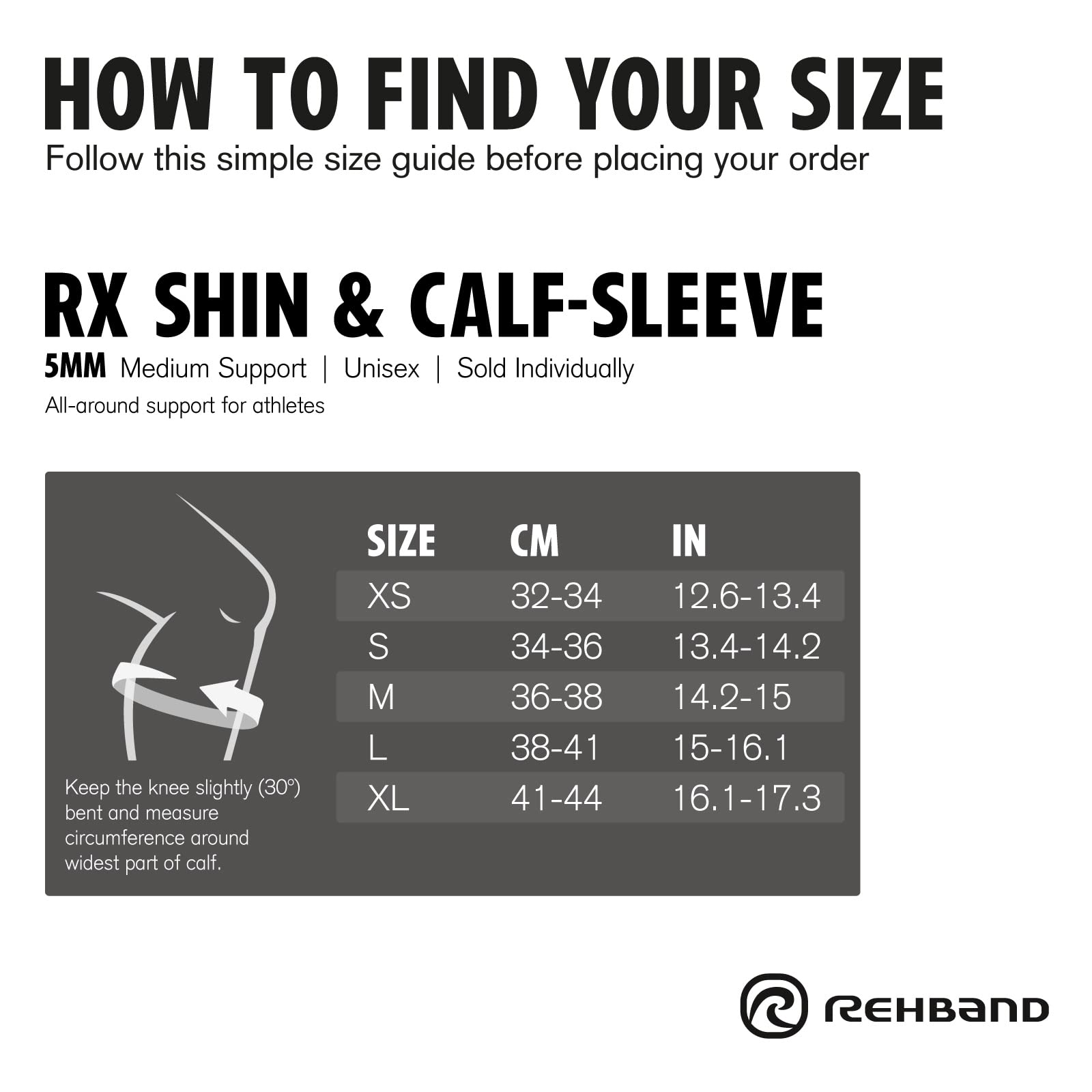 Rehband Neopren Wadenbandage 1 Stück oder 1 Paar, Kompressionsbandage für Wade und Schienbein, Schienbeinschutz für Deadlifts
