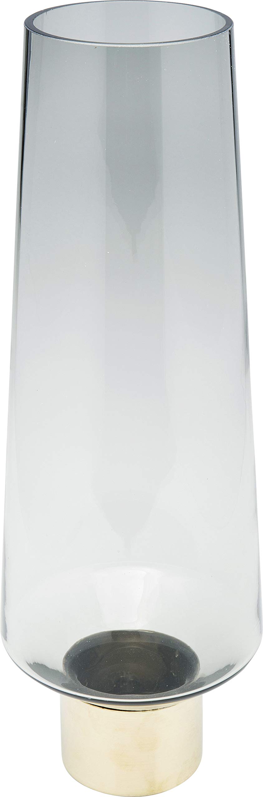 Kare Desig jarrón Noble Ring, gris,latón, jarrón decorativo, jarrón para flores, cristal, adornos de acero, soplado a boca, 40 x 14 x 14 cm (h/w/d)