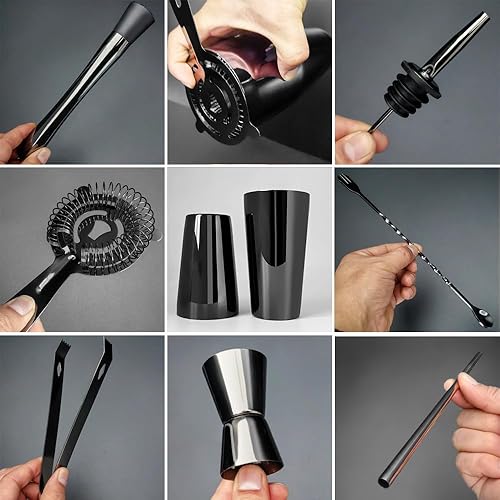 Miniatura 6 de Juego de coctelera profesional con soporte para recetas de cóctel, 15 piezas de 75020.3 fl oz, juego de bar, juego de barman, juego de herramientas