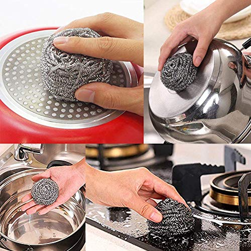 LATRAT Juego de 30 Estropajos de Acero Inoxidable Salvauñas con Mango para Utensilios de Cocina, Esponjas de Limpieza - imagen 5