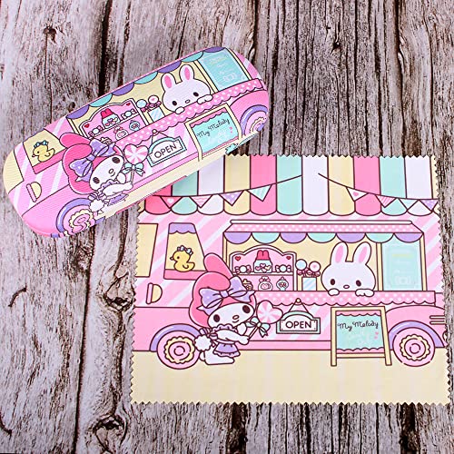 Image of ADBGV Cute Stylish Hard Shell Eyeglasses Cases Protective Case Storage Box With Glasses Cloth Eyeglass Strap for Girl Teen