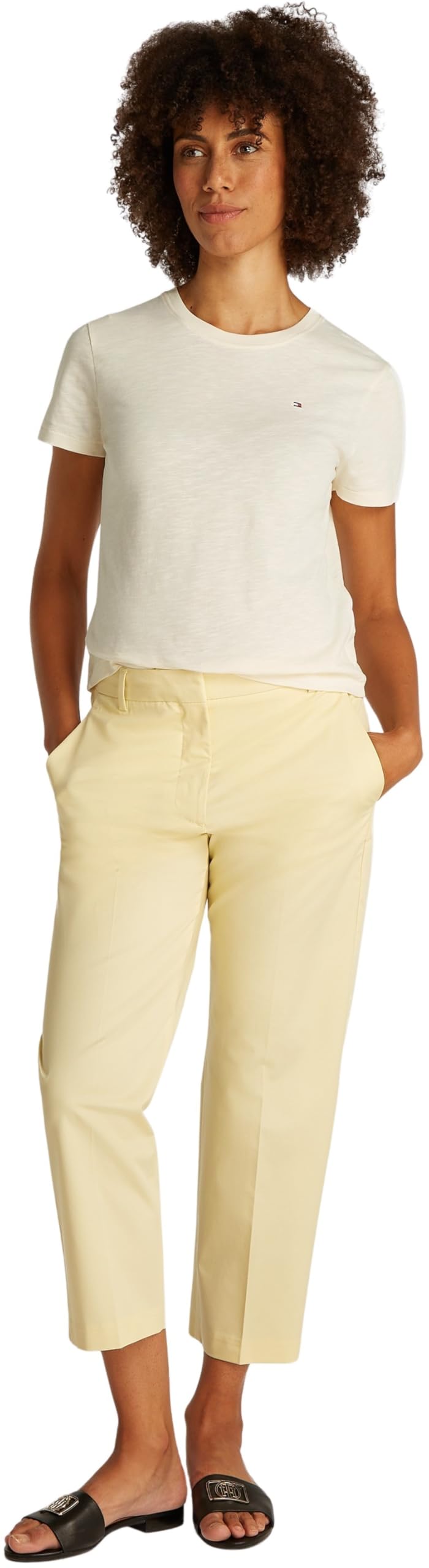 Tommy Hilfiger Camiseta de Manga Corta Mujer Slim con Cuello Redondo