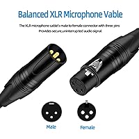Vista 5 de Cable XLR a XlR de alta calidad (3 pies 1 paquete) conector de cable equilibrado con cancelación de ruido, cables de micrófono XLR de 3 pines, cable