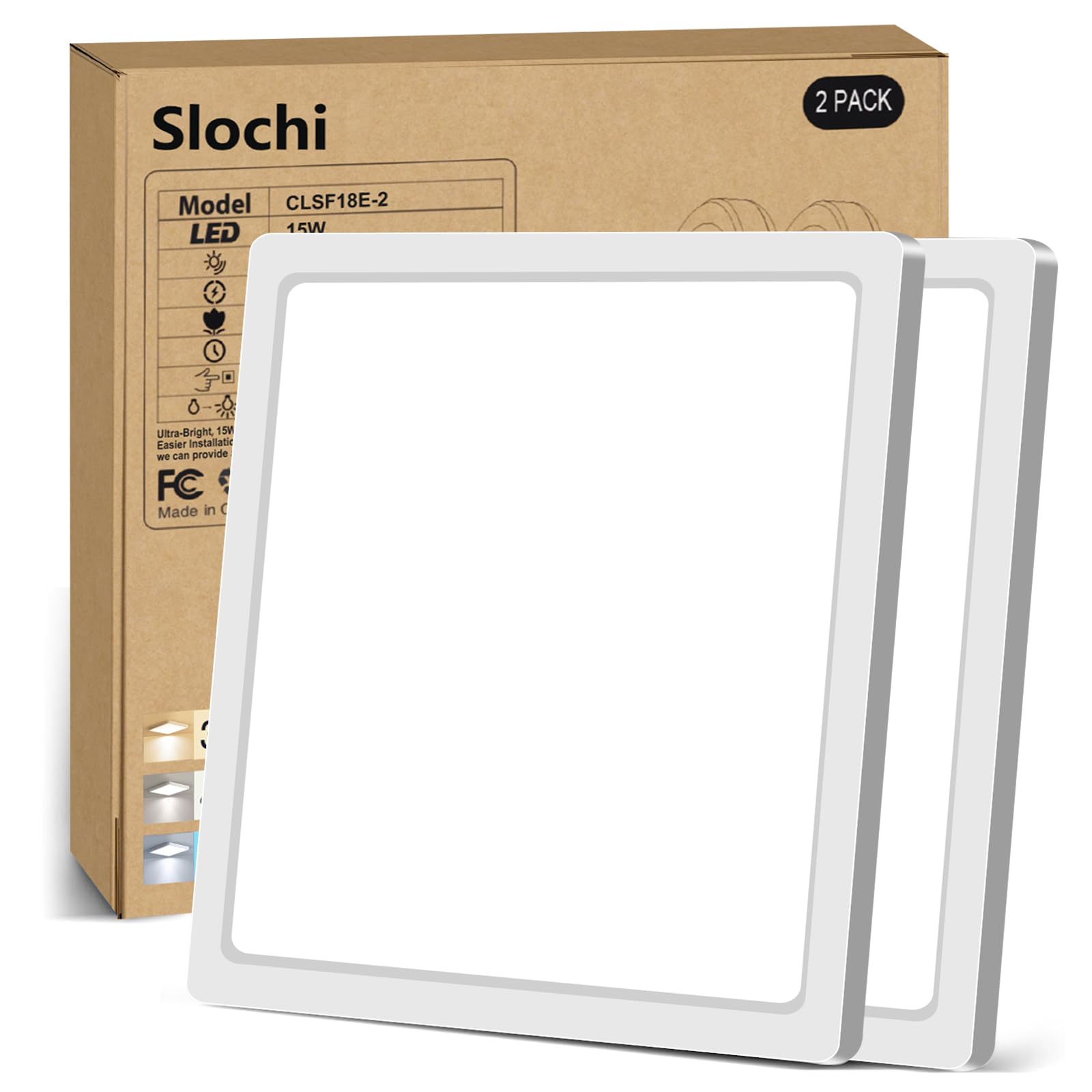 slochi 2Pack LED Ceiling Light, 3000K/4000K/6500K 3 Color Temperature, IP54 Waterproof Bathroom Light