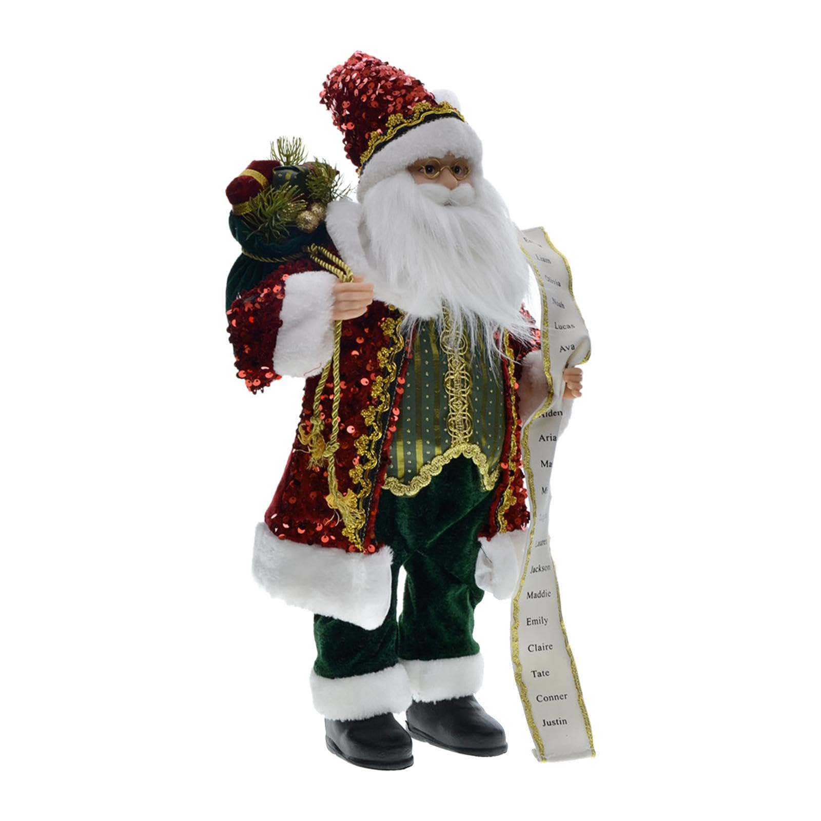 predolo Muñeco navideño de Papá Noel, decoración navideña con Lentejuelas de 45cm de Altura para Ambiente Festivo, 2023, Rojo