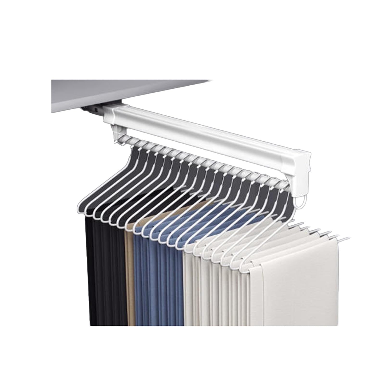 WMYYZYQ Space-Saving Telescopic Trouser Hangers with Sliding Rail for Closet nization - Adjustable Black Pants Hangers - Maximize Storage & Declutter,Black 41,White-41cm