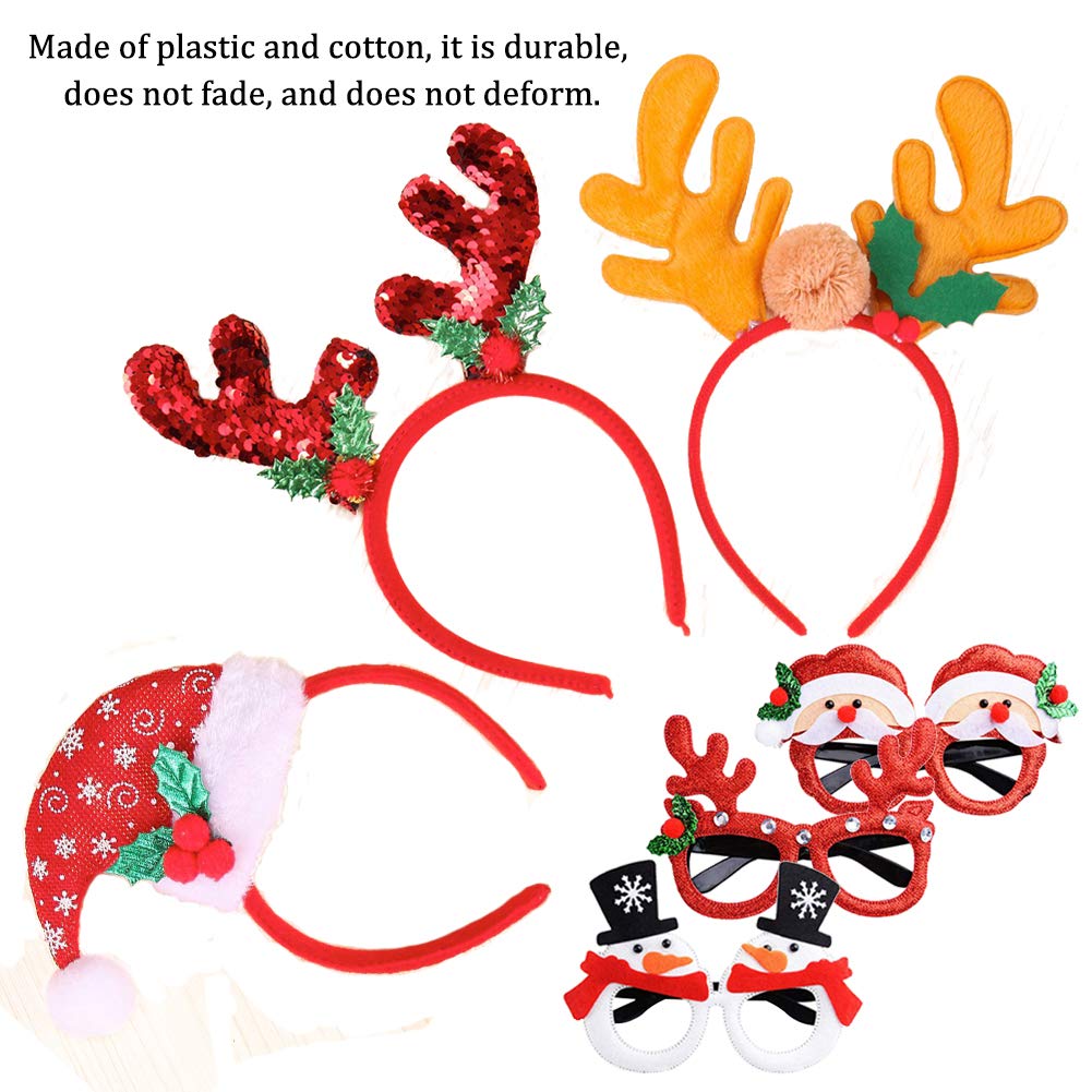 12 Pièces Serre Tête Noël, Bonnet De Noel Lunettes, Ensemble