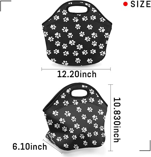 Miniatura 3 de Bolsa de almuerzo de neopreno con estampado de patas, reutilizable, aislada, suave, ligera, bolsa de almuerzo para mujeres y hombres, bolsa de