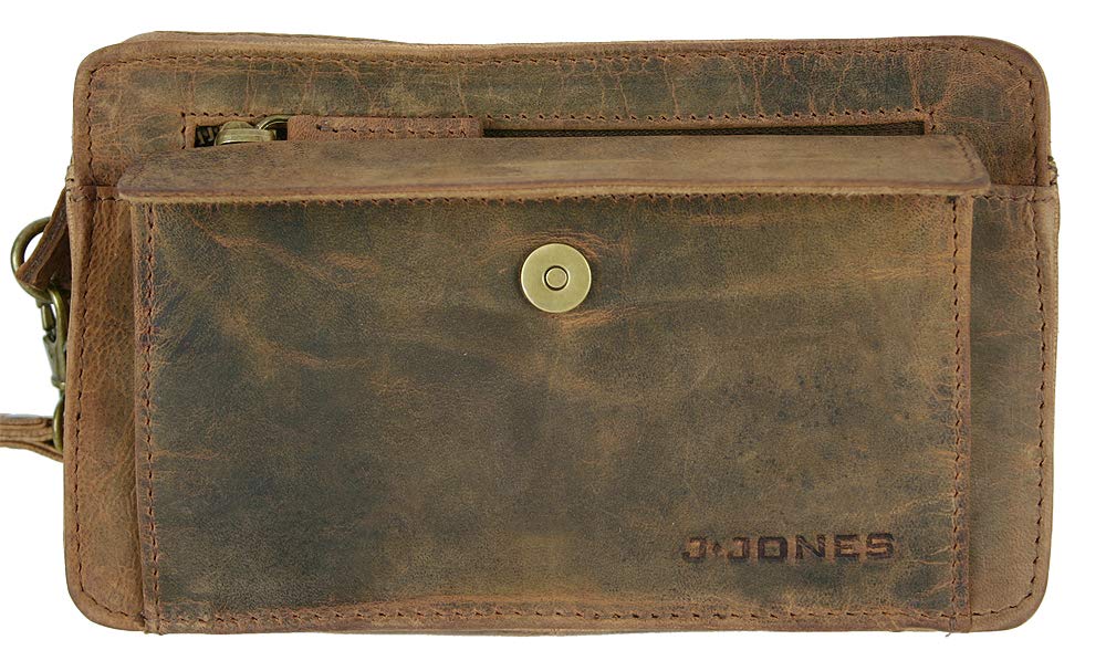 J JONES JENNIFER JONES Borsa da polso in vera pelle per uomini, borsa-portafoglio, borsa-portatutto, borsa a mano - 6152