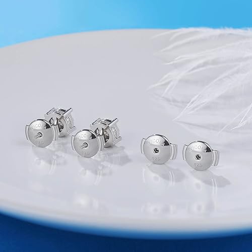 Miniatura 2 de Parte trasera de aretes con bloqueo para tachuelas, respaldos de aretes de plata de ley hipoalergénicos y seguros, reemplazos para aretes con poste