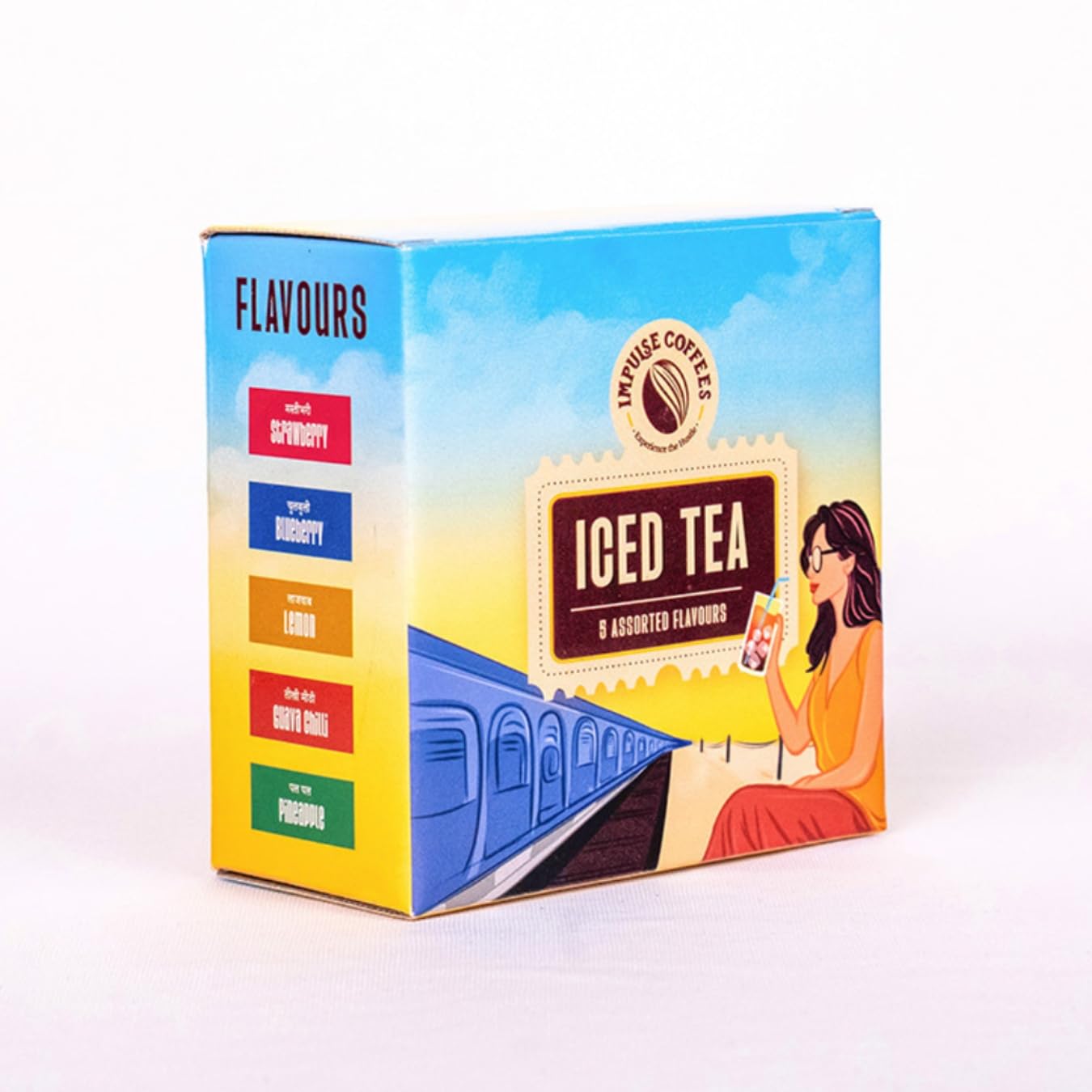 Impulse CoffeesImpulse Coffees Assorted Instant Iced Tea Box | 10 Iced Tea Premix Sachets | 5 Flavours | Tasty Everyday Ideal Drink Mix | Refreshing Instant Drink | Ideal For Home & Travel | 20 GM Each Sachet x 10
