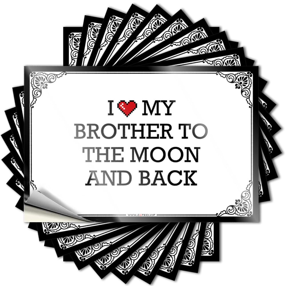 Funny Sticker - Cats Laptop I Love My Brother to The Moon and Back for Beer Room Decor for Men(12X18CM)