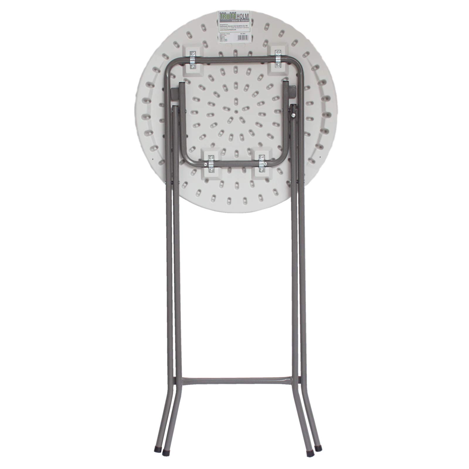 TRUTZHOLM Stehtisch Klappbar Rund Weiß Ø 60cm Höhe 110cm