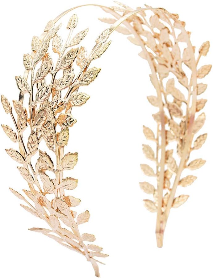 KIPETTO Greek Roman Goddess Gold Leaf Crown Bridal Wedding Headband