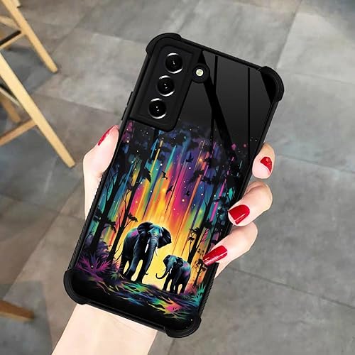 Miniatura 7 de Funda compatible con Samsung Galaxy S22, diseño colorido de bosque de elefantes, diseño increíble a prueba de golpes, antiarañazos, carcasa trasera