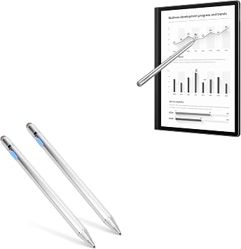 BoxWave Stylus Pen Compatible with Huawei MatePad Paper 10.3 in - AccuPoint Active Stylus 2-Pack, Electronic Stylus with Ultra Fine Tip - Metallic Silver