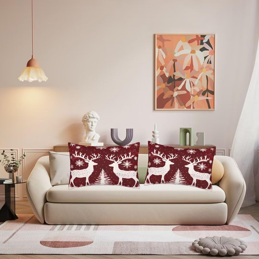 2er-Set Weihnachts-Kissenbezüge 60x90 Cm – Samt, Wasserdicht & Beidseitig Bedruckt | Für Sofa & Wohnzimmer