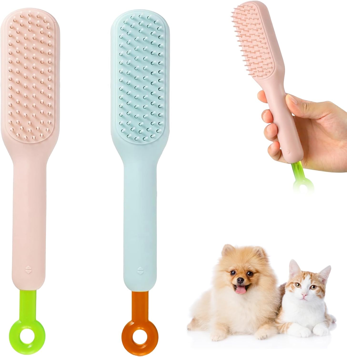 Product image of 2 Pièces Brosse pour Chat, Brosse Chat Poil Long, Brosse Chien Poil Court Convient pour le Soin des Poils D'animaux de Compagnie, Facile à Prendre en Charge, Compact et Portable