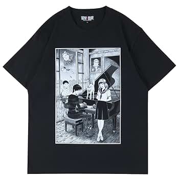 Amazon | [墓場の画廊] 伊藤潤二/戦慄の音楽室 Tシャツ/ブラック