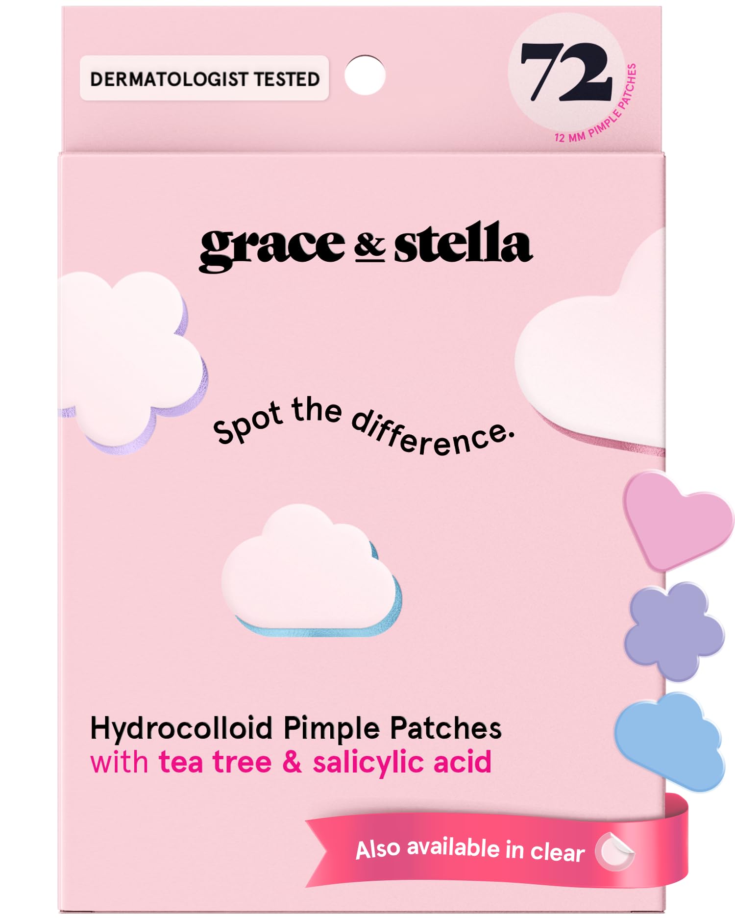 grace & stella Award Winning Pore Strip - Pimple Patches for Face - Hydrocolloid Acne Patches - Absorbs Zits, Reduces Redness - Cute Patches