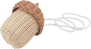 Purse Basket Acorn Hand Decor Handwoven Rattan Bag Summer Beach Wicker Woven Purse Handbag Beach Bucket Bag for KIds Women Girls Beach Travel Shopping Trip Ladies Wallet Woven Beach Bag