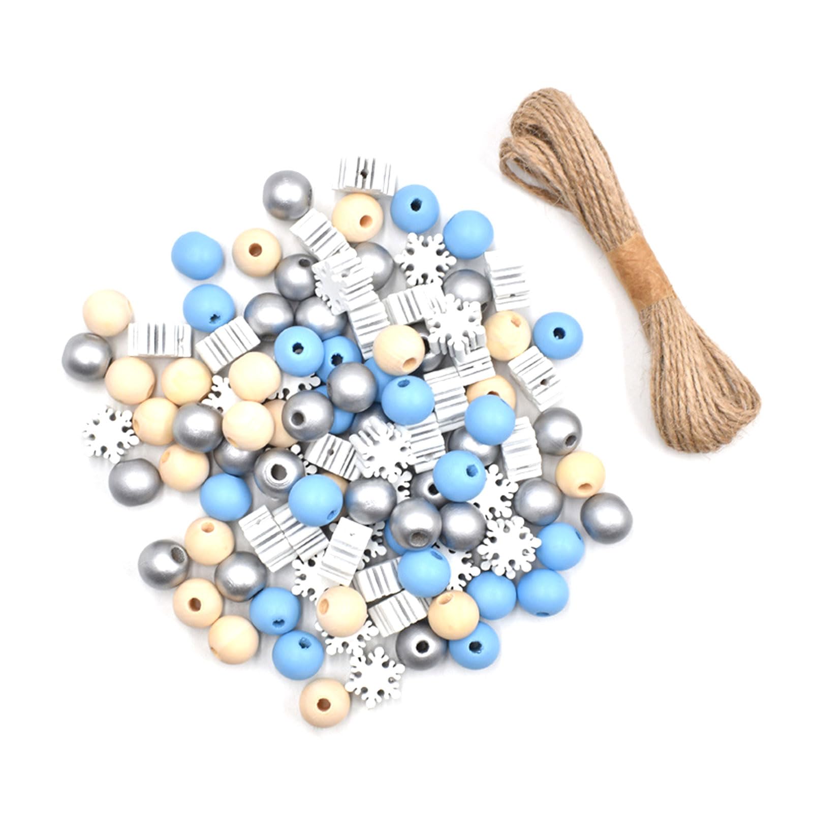 Tsophreniq Natural Wooden Christmas Beads Snowflake Spacer for Jewelry Making Necklace Holiday Decoration Snowflake Pattern