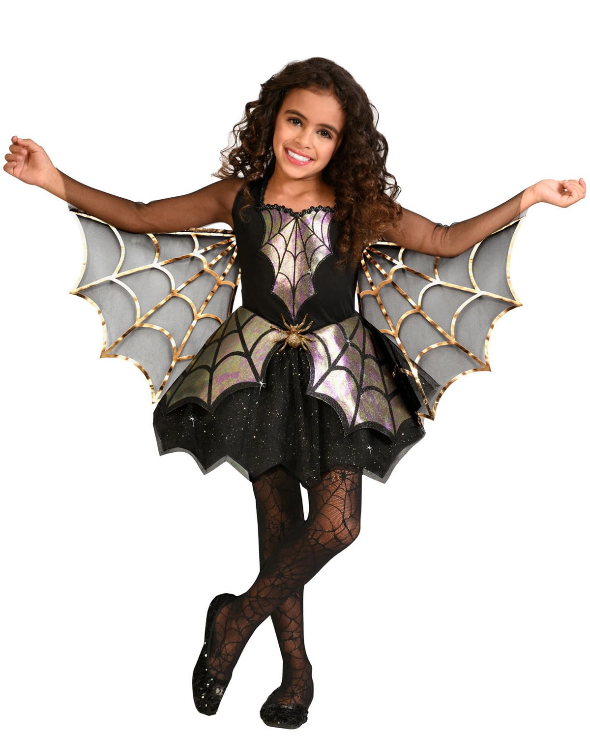 amscan Childs Iridescent Spider Web Girl Fancy Dress Halloween Costume