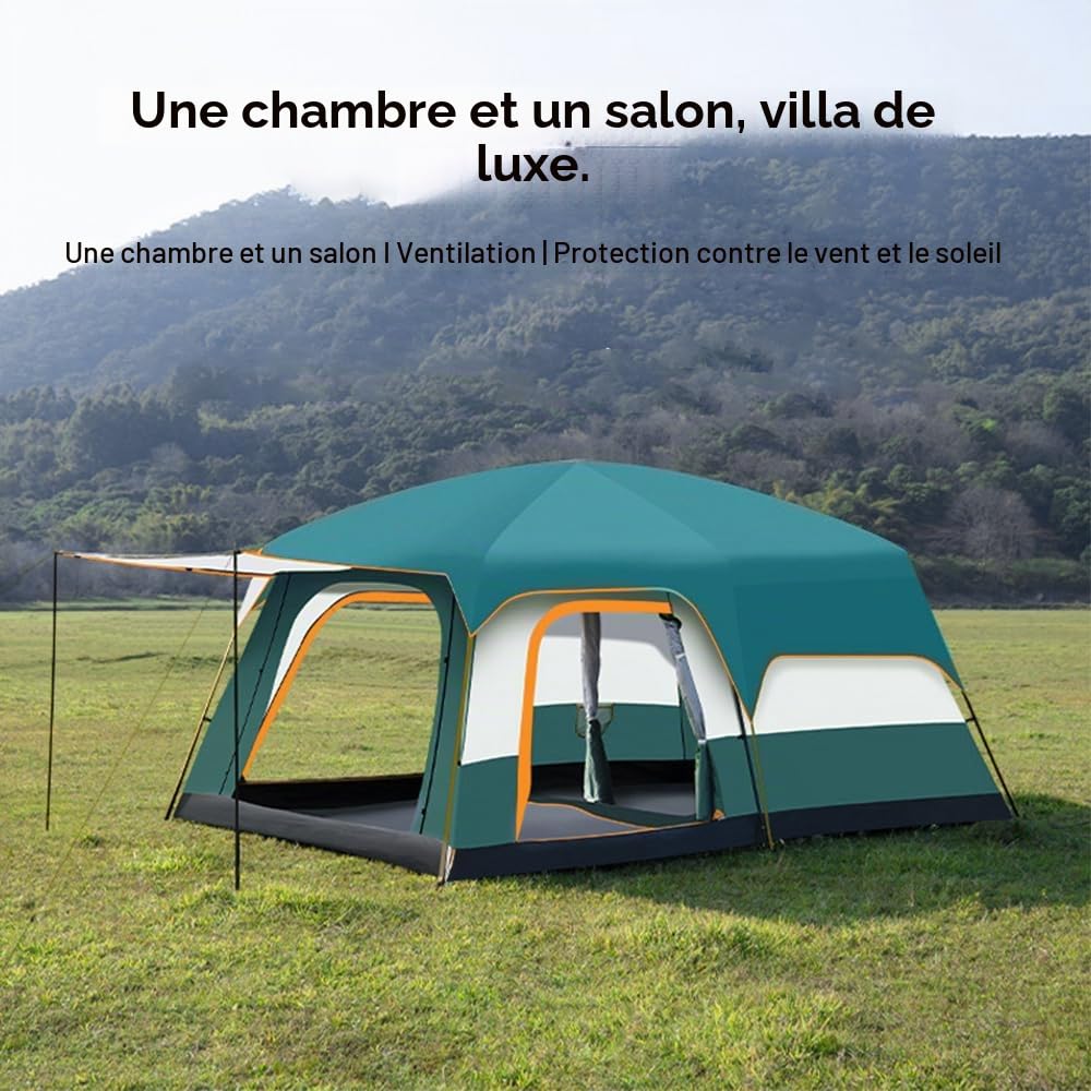 Tente de camping pour 4 à 6 personnes, avec 2 chambres et 1 salon, 310 x 210 x 180 cm, tente familiale, tente de glamping avec sol de tente amovible, pour le camping, les voyages