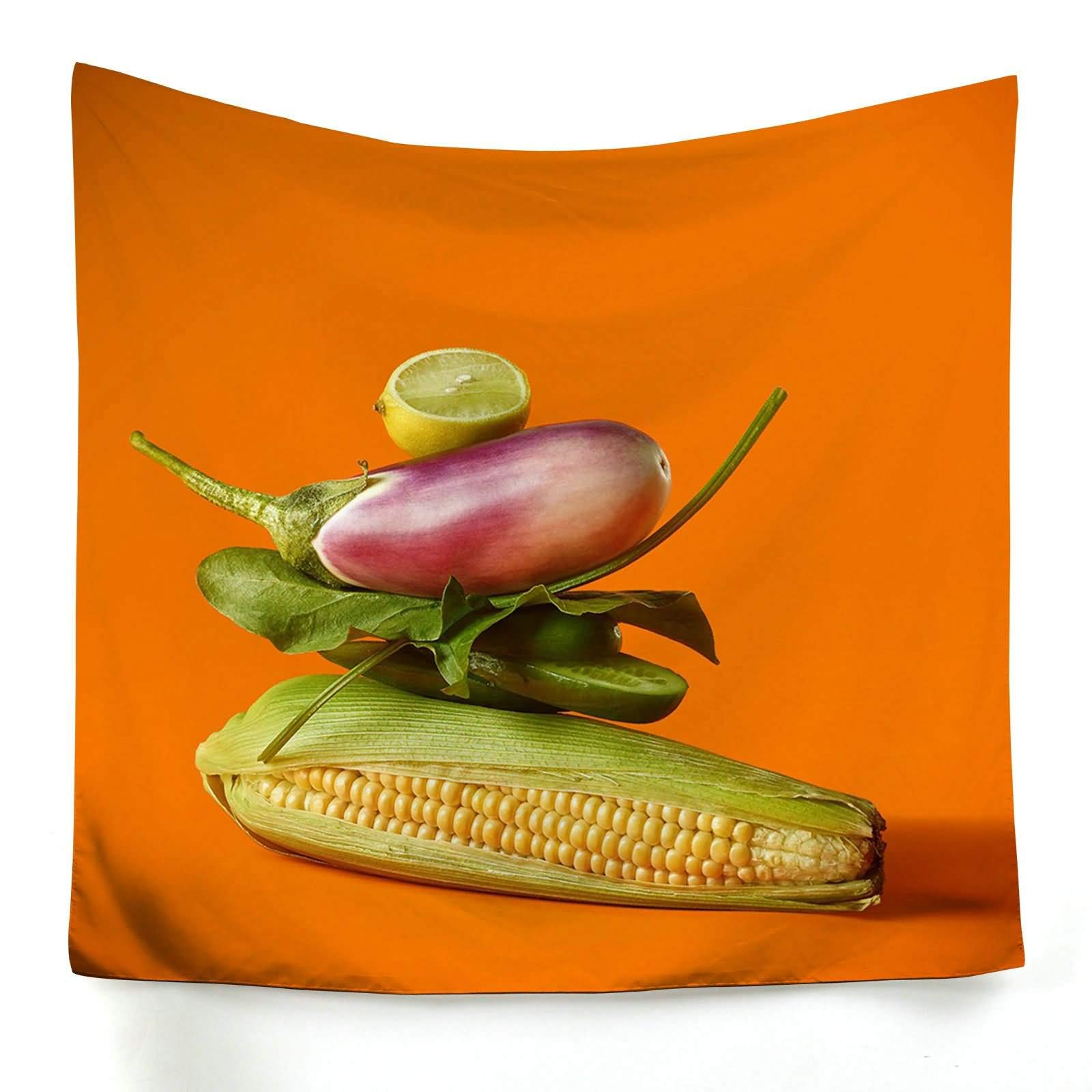 Tapisserie murale toile imprimé mode orange déco 150x150cm
