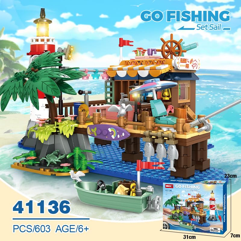 WOMA 41136 Go Fishing Set Sail Building Block Set of 599 pcs Age 6+ Kids Educational Construction Set, Red, Blue, Yellow, Green, medio - Image 3