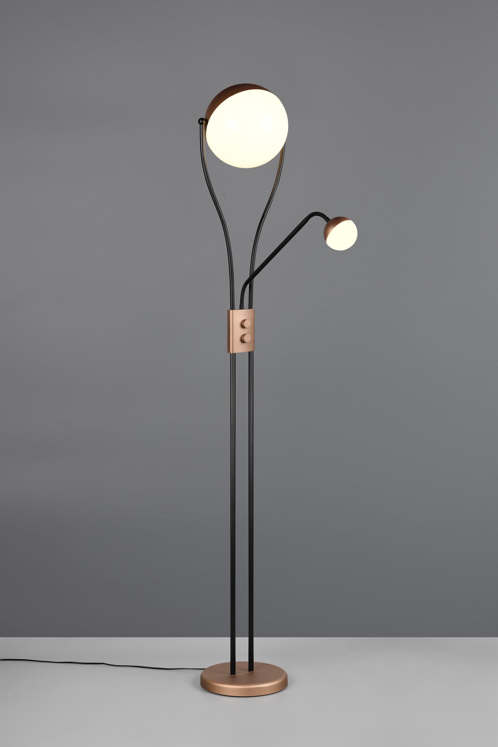 Trio Leuchten LED Stehleuchte Chris 478310265, Metall Coffee, Kunststoff weiß, inkl. 18 Watt LED, dimmbar, Flexarm, getrennt schaltbar