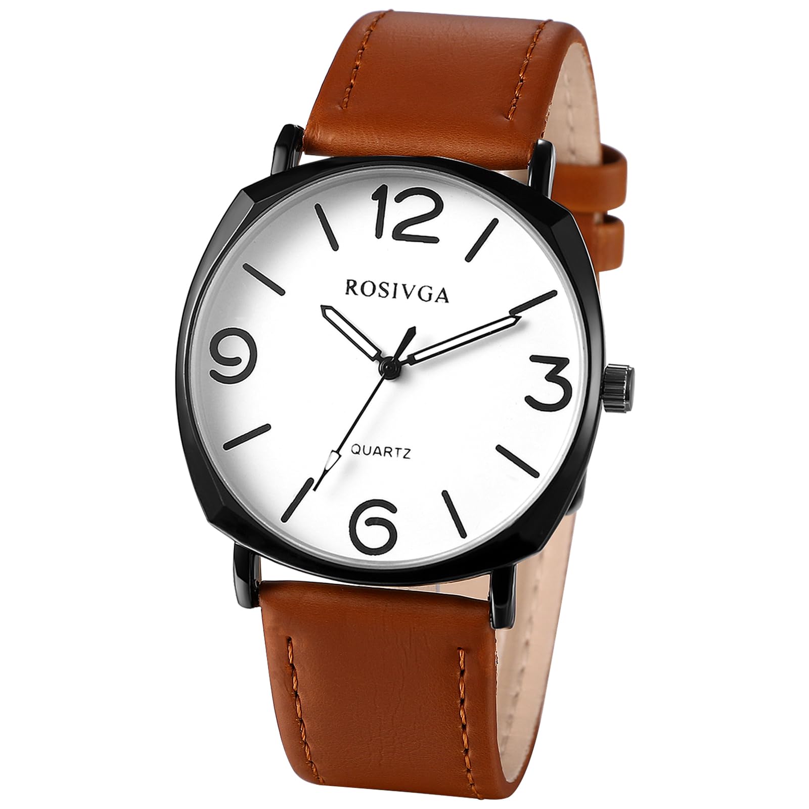 Avaner Uhren Herren PU Armband: Herrenuhr mit Lederarmband Arabischer Ziffernskala Herren Armbanduhr Analoge Quarz Uhr Watches für Männer