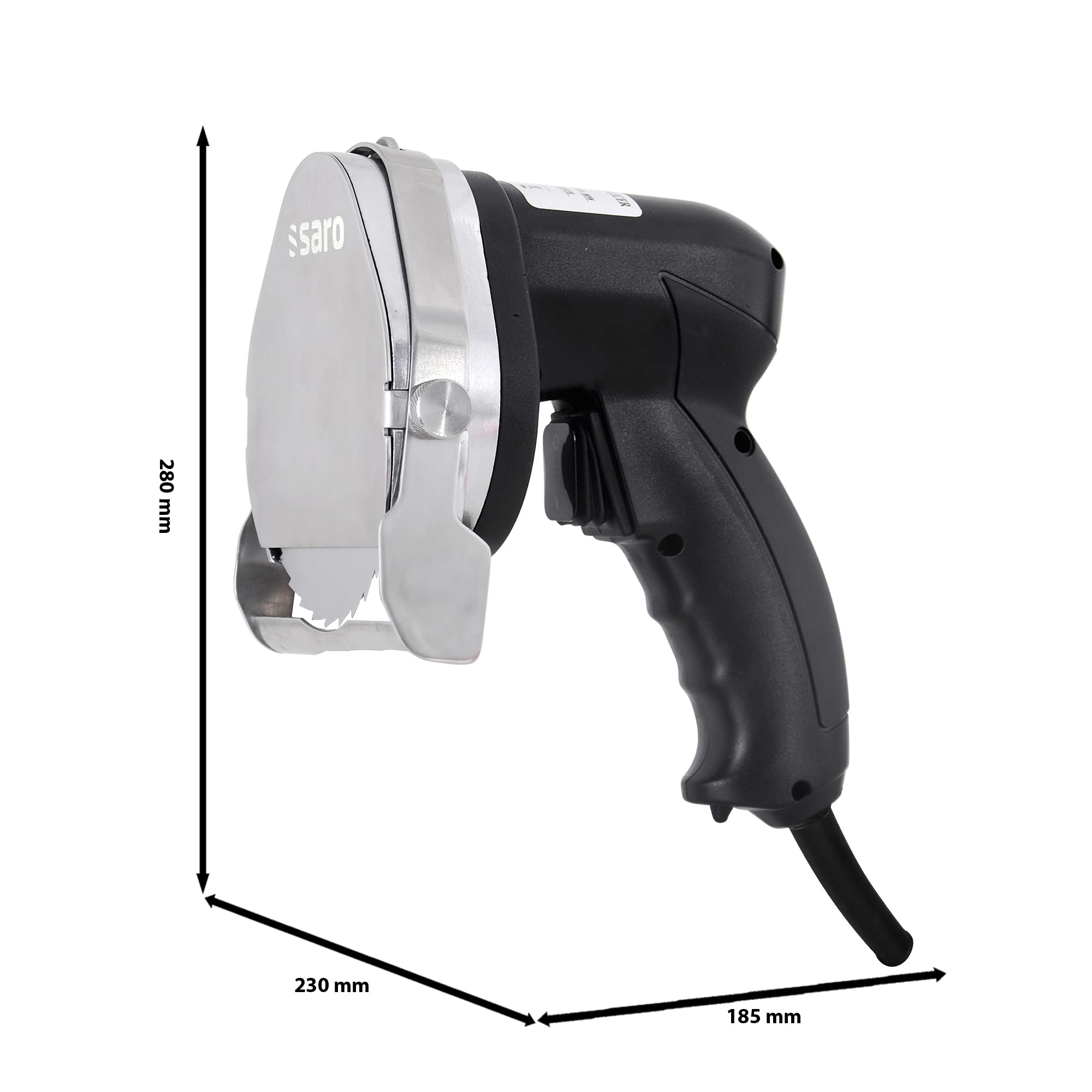 SARO Dönermesser elektrisch Ø 100 mm 2 Klingen glatt gezahnt Schnittstärke 0–8 mm 2,85 m Kabel Modell ED 100